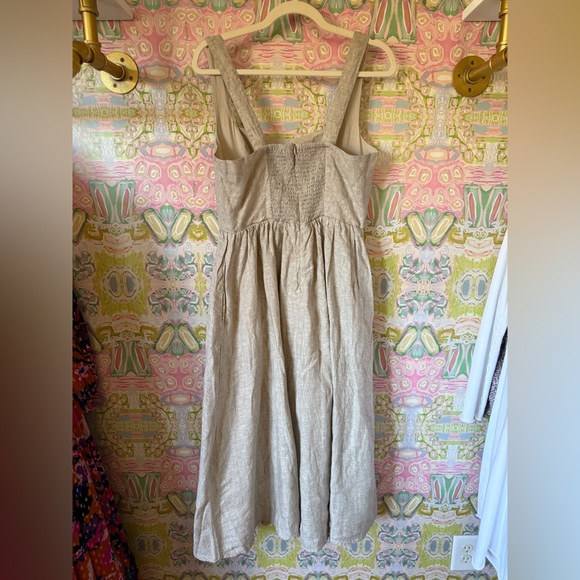 NWT Quince 100% European Linen Fit & Flare Midi Dress Flax Tan - Picture 9 of 9